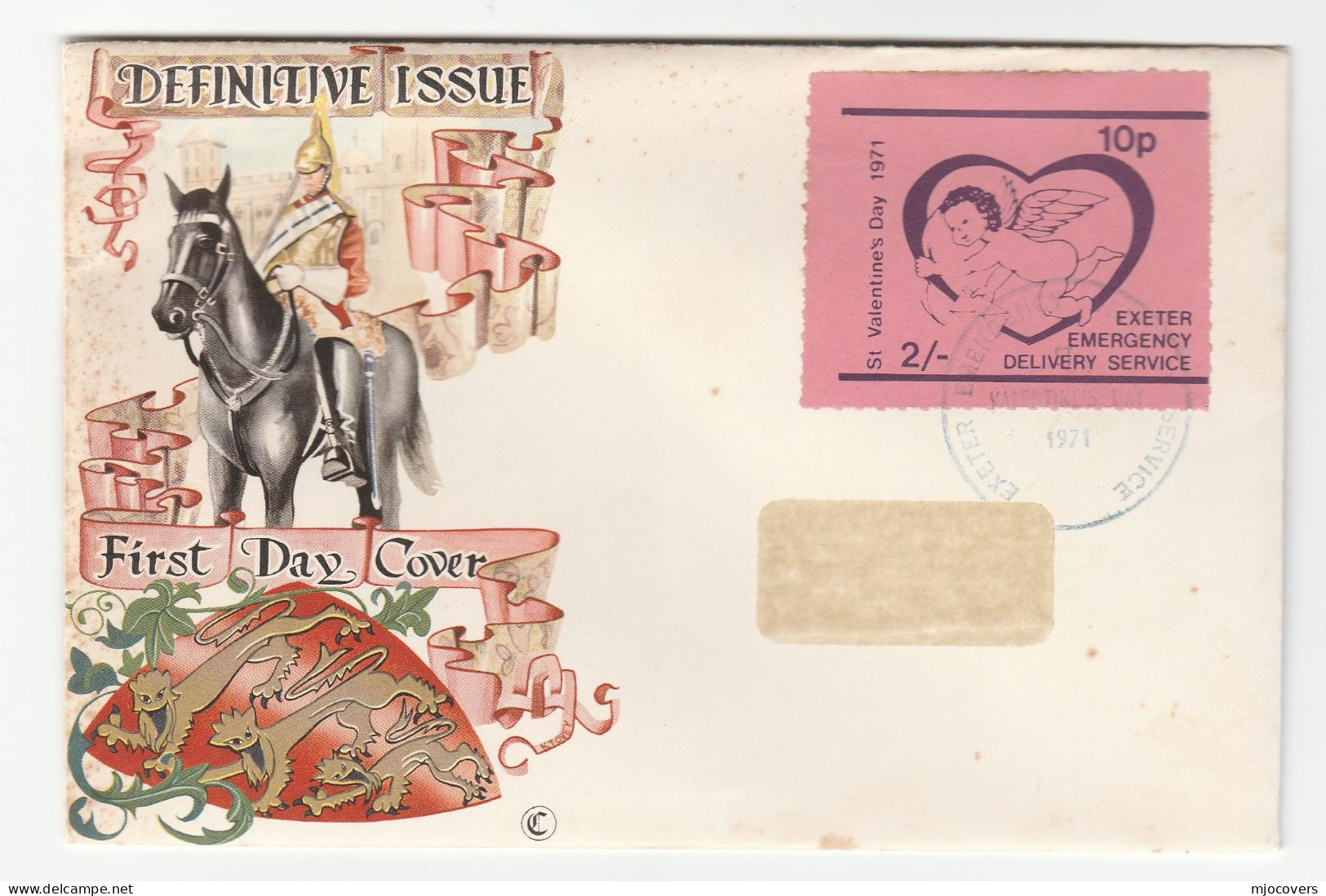 1971 Exeter GB POSTAL STRIKE COVER  2/- EXETER EMERGENCY DELIVERY SERVICE VALENTINES Label Great Britain - Cinderellas