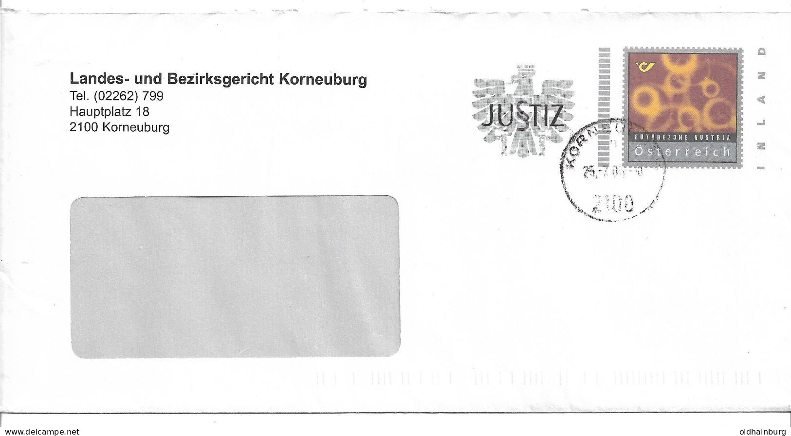 0449o: Österreichs Justiz- Bonusbrief Landes- & BG 2100 Korneuburg (ANK 16, 100.- €) - Korneuburg