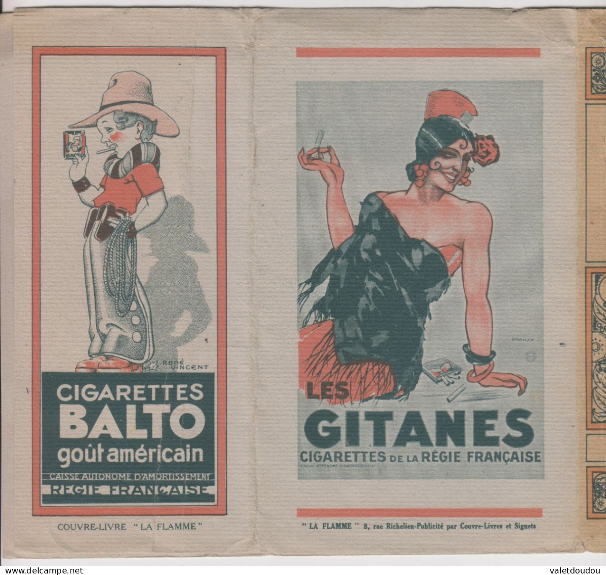 Couverture Protège Livre Publicitaire Gitanes Et Balto. - Tabak