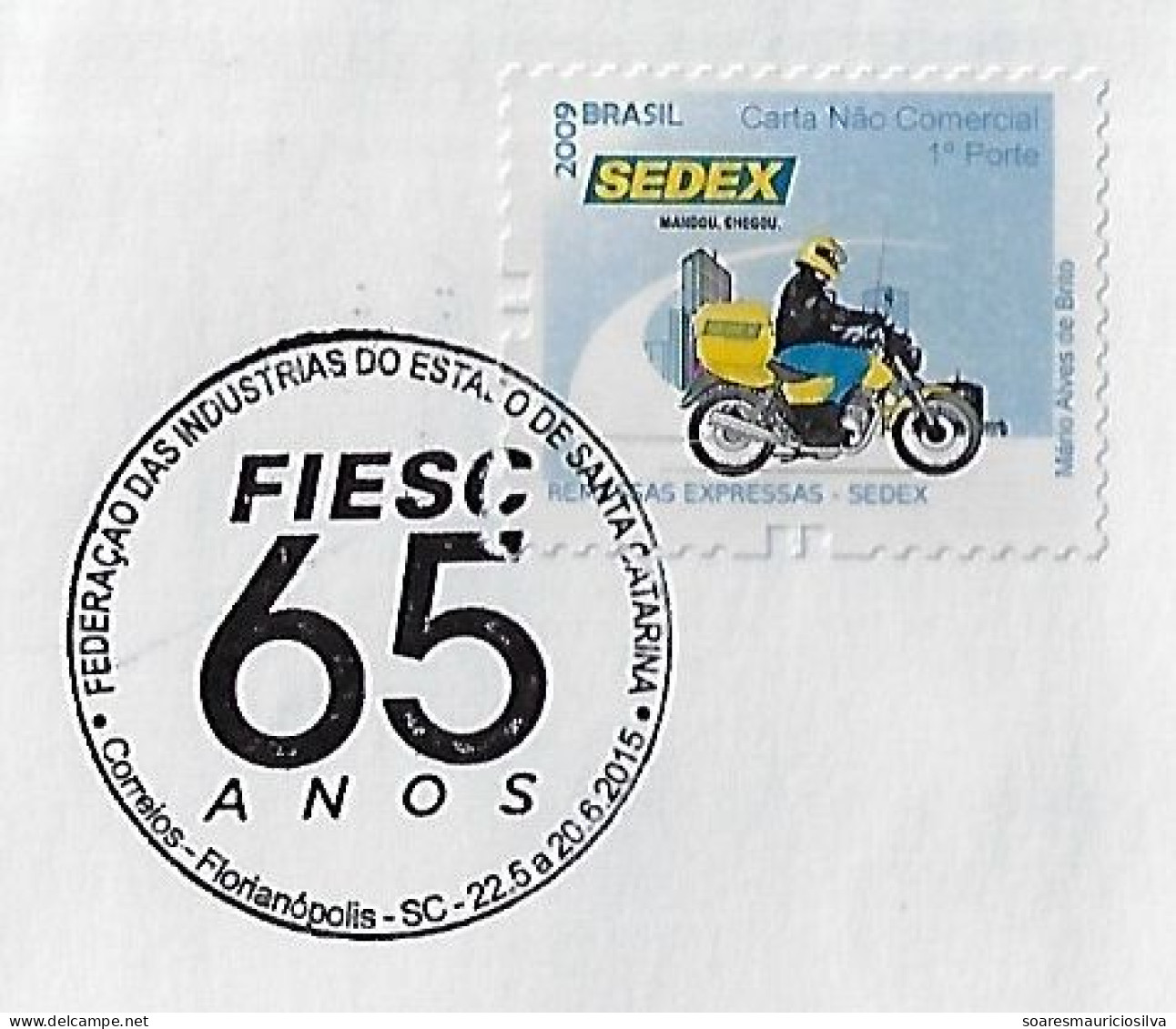 Brazil 2015 Cover Comemmorative Cancel 60 Years Of The Federation Of Industries Of Santa Catarina State FIESC - Briefe U. Dokumente