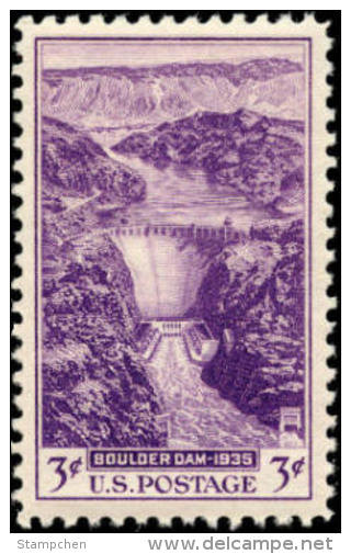 1935 USA Boulder Dam Stamp Sc#774 History Hoover Hydroelectric Power - Eau