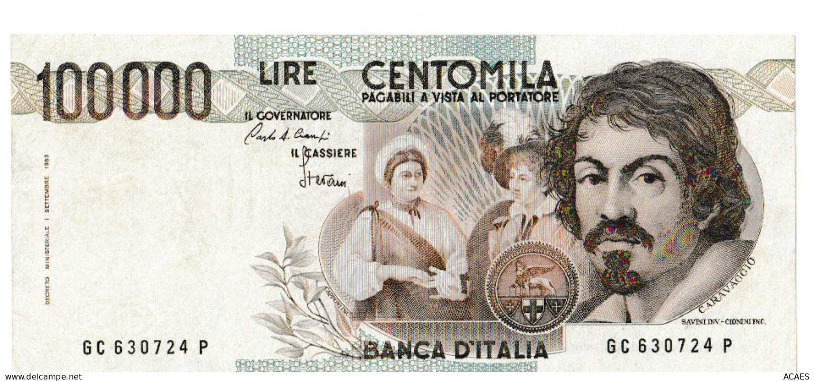 ITALIA - LIRE 100.000 DEC. MIN.1 SETTEMBRE 1983 - CARAVAGGIO - 100.000 Lire