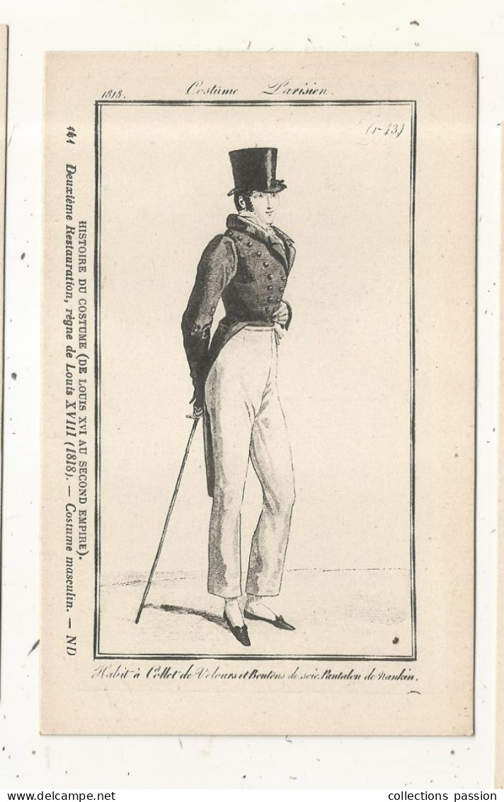 JC, Cp, Mode, COSTUME PARISIEN, Régne De Louis XVIII, 1819, Costume Masculin, Vierge - Fashion