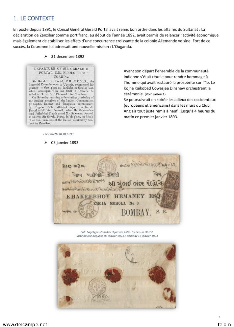 ZANZIBAR Episode 2 1892  + BFE Cavalle Dedeagh Port-lagos - Covers & Documents