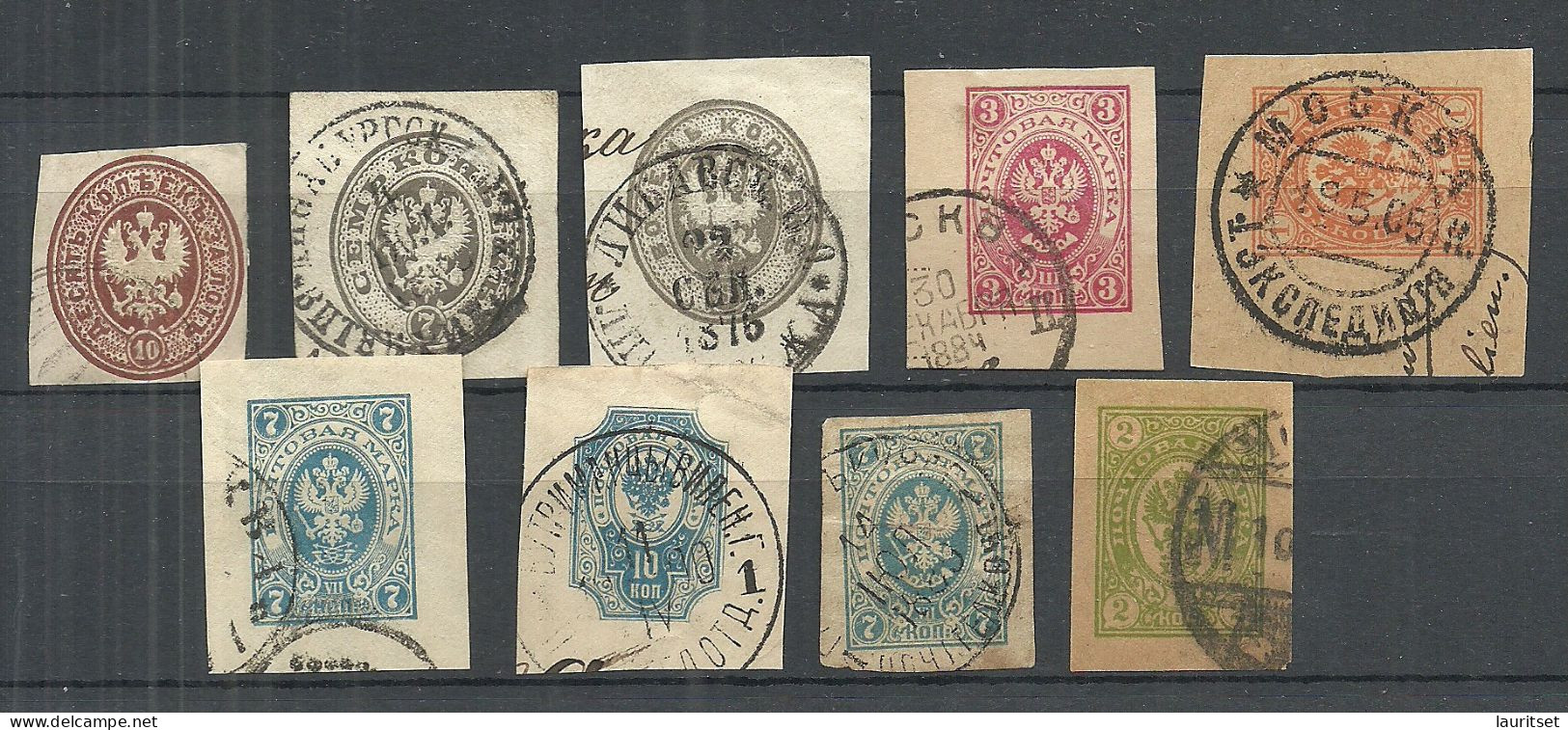 Imperial Russia Russland - Postal Stationery Cut Outs, 9 Pcs,  Used - Otros & Sin Clasificación