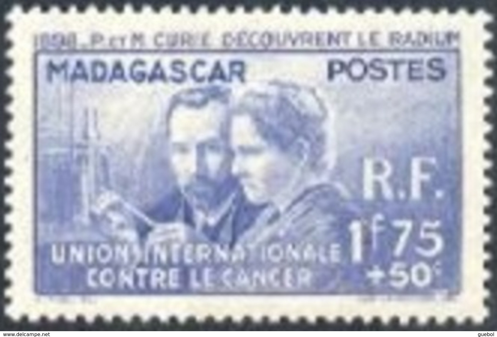 Pierre Et Marie Curie Détail De La Série ** Madagascar N° 206 - Recherche Sur Le Cancer - 1938 Pierre Et Marie Curie