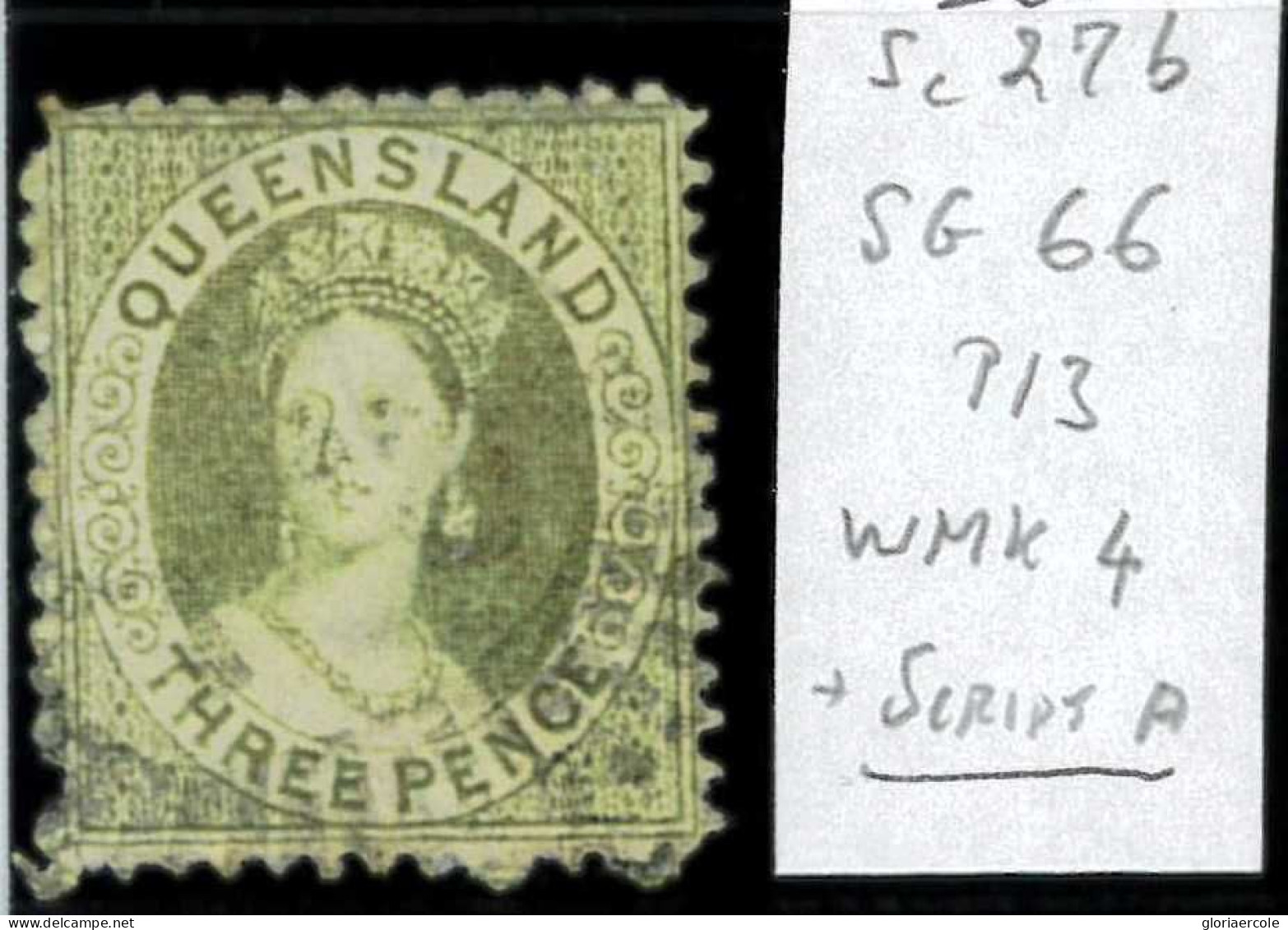 Aa5619i - Australia QUEENSLAND - STAMP - SG # 66  Watermark 4 + SCRIPT P  - USED - Ongebruikt