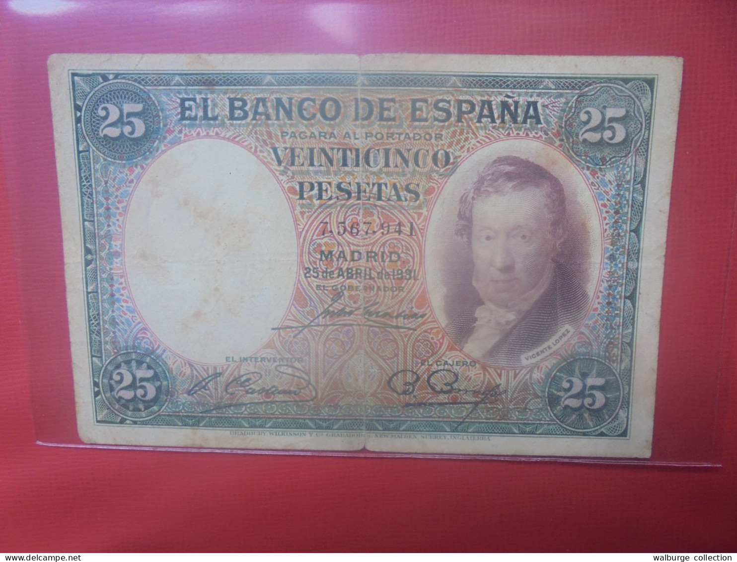 ESPAGNE 25 PESETAS 1931 Circuler - 25 Peseten