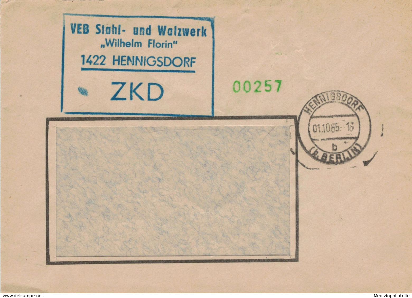 DDR ZKD - 1965 VEB Stahl- & Walzwerk Wilhelm Florin 1422 Henningsdorf Bei Berlin Vgl. KPD & Widerstand - Usines & Industries