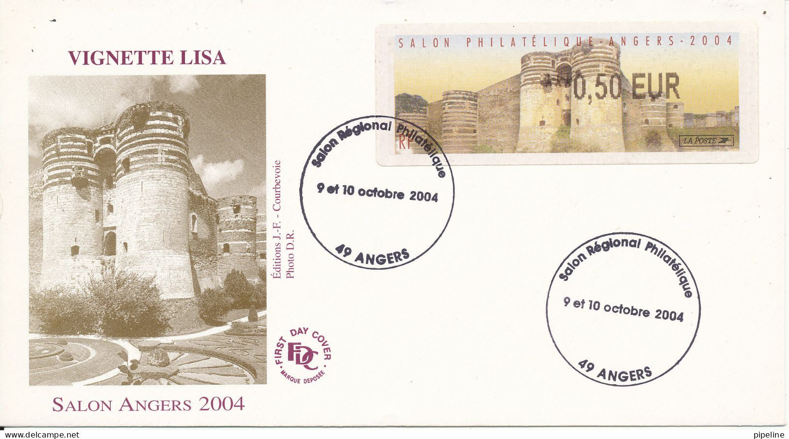 France FDC Franking Label Angers 9-10/10-2004 With Cachet - 2000 « Avions En Papier »