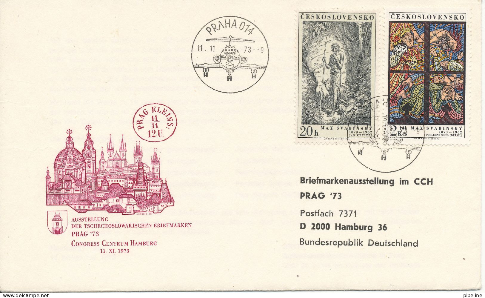 Czechoslovakia PAINTING Stamps On A PRAHA 73 Cover 11-11-1973 With Cachet - Storia Postale