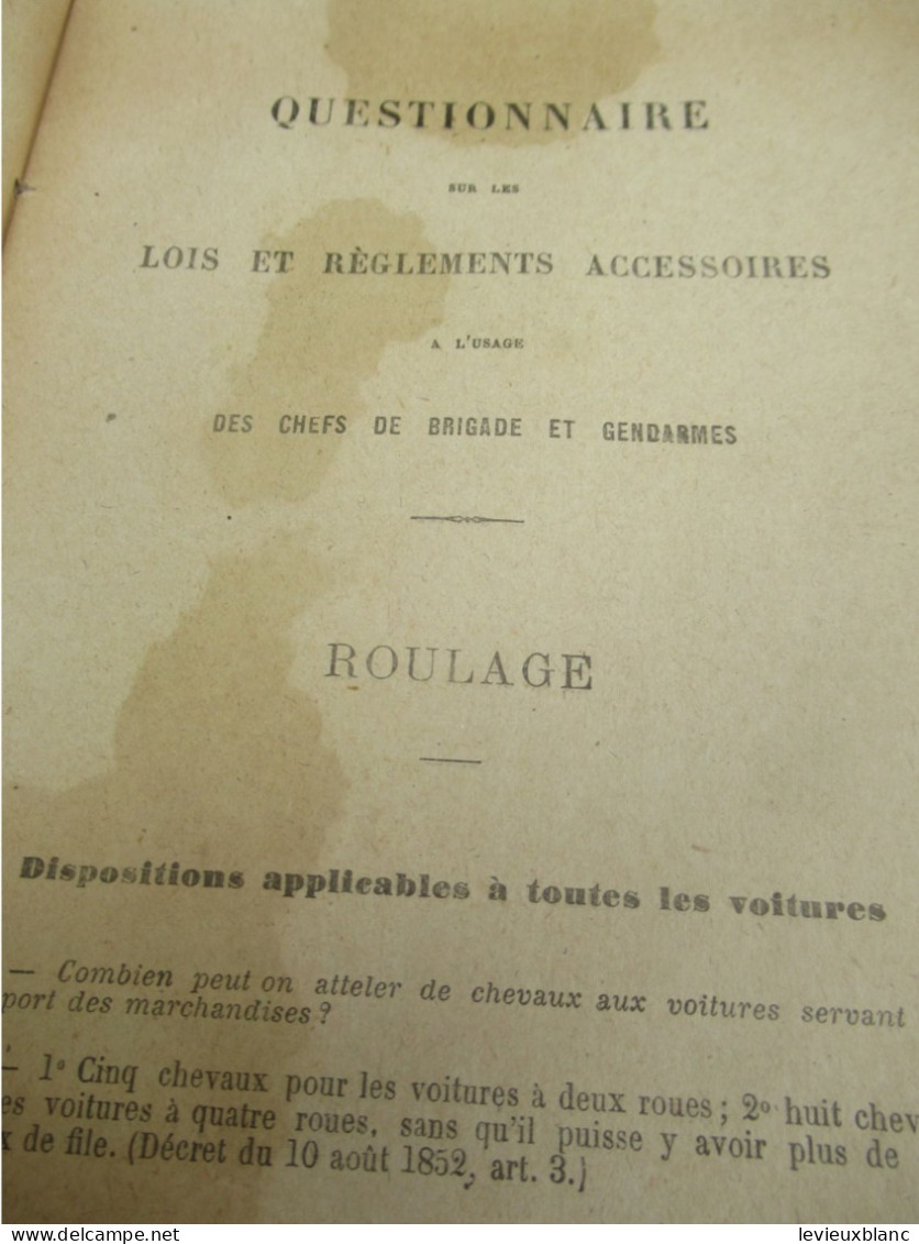 Manuel /Gendarmerie/ Sur Les Lois, Les Règlements  Accessoires/Chef De Brigades & Gendarmes/Vers 1915     LIV211 - Polizei