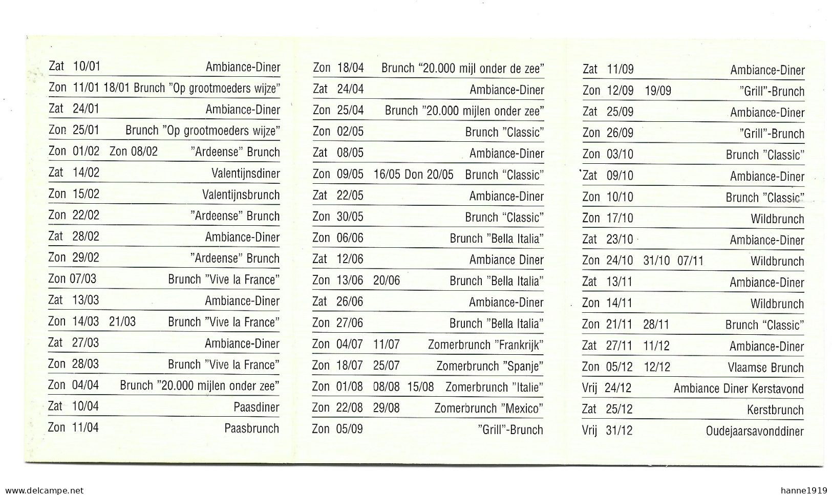 Kluisbergen Café Kluisbos Brunchkalender 2004 Calendrier Htje - Petit Format : 2001-...