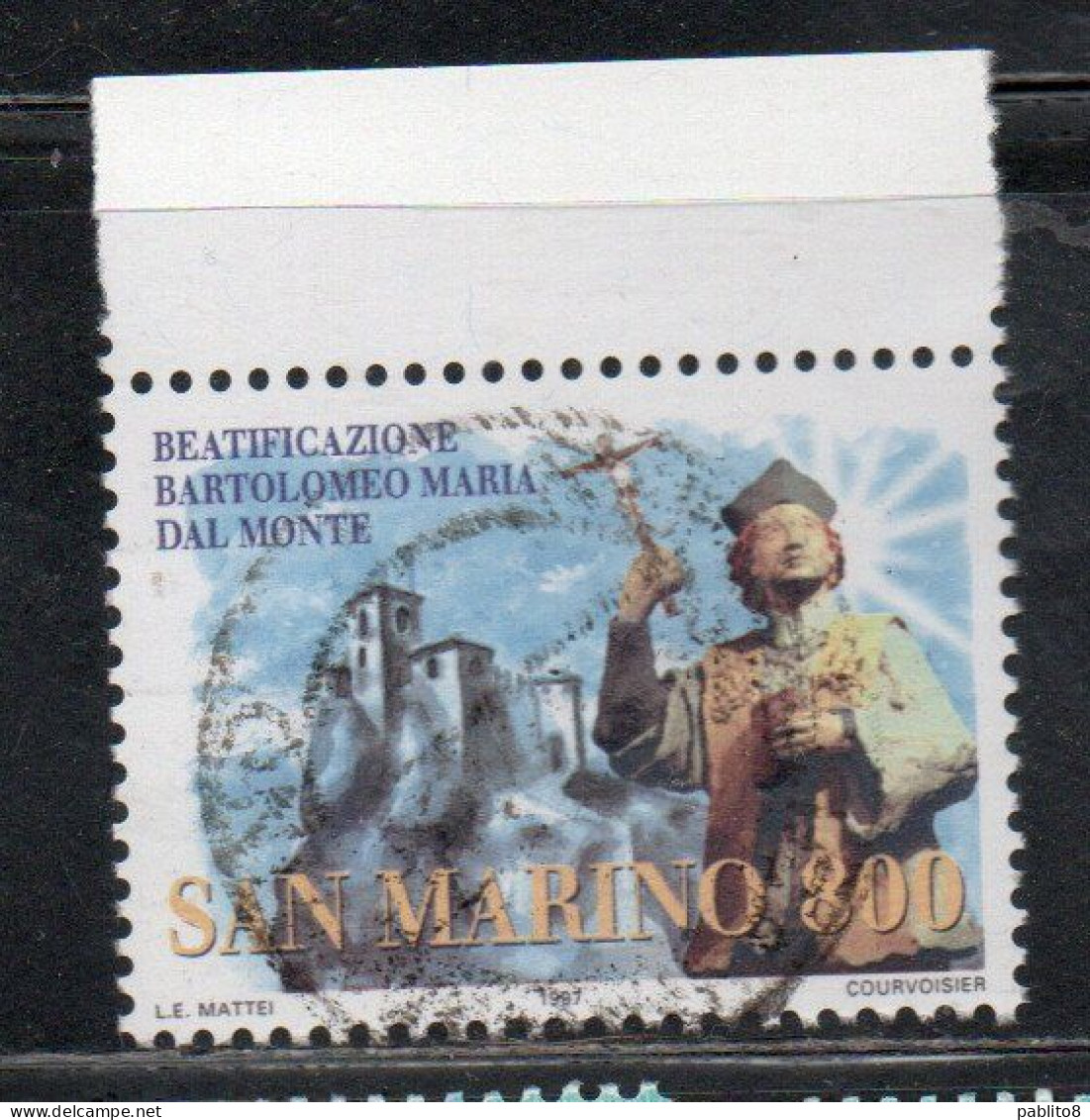 REPUBBLICA SAN MARINO 1997 BETIFICAZIONE DI BARTOLOMEO MARIA DAL MONTE BEATIFICATION LIRE 800 USATO USED OBLITERE' - Used Stamps