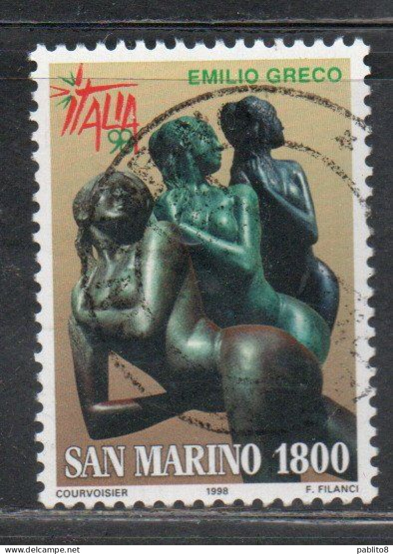 REPUBBLICA DI SAN MARINO 1998 ESPOSIZIONE MONDIALE DI FILATELIA ITALIA 98 STAMP EXHIBITION LIRE 1800 USATO USED OBLITERE - Gebraucht