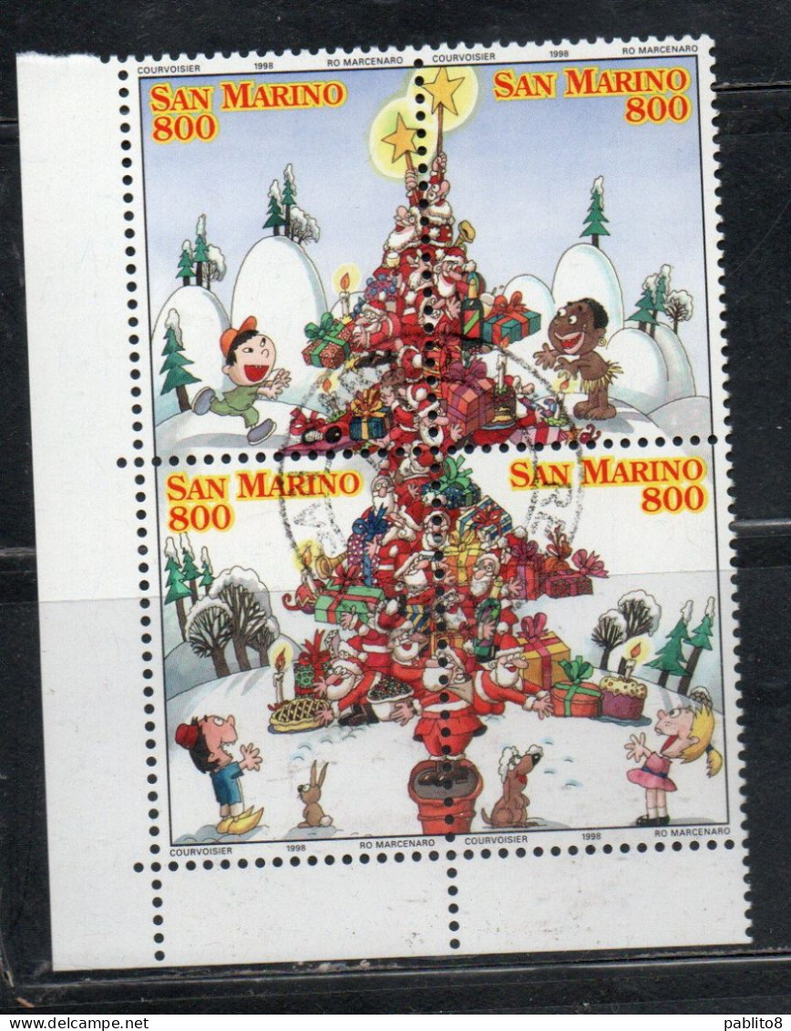 REPUBBLICA DI SAN MARINO 1998 BLOCCO BLOCK NATALE CHRISTMAS NOEL WEIHNACHTEN NAVIDAD SERIE COMPLETA USATA USED OBLITERE' - Gebraucht