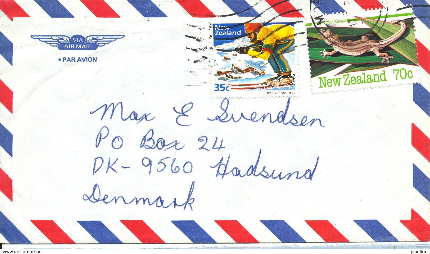 New Zealand Air Mail Cover Sent To Denmark With Topic Stamps - Luchtpost