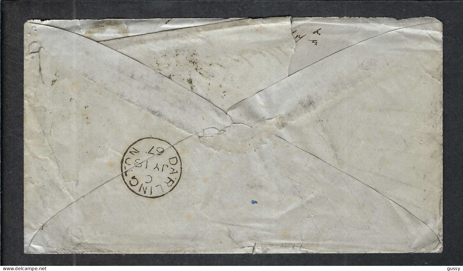GRANDE BRETAGNE Ca.1867: LSC De Londres Pour Darlington Avec Le Y&T 26 Pl.98, Lettres "LC", Obl. Duplex "Londres NW 15" - Cartas