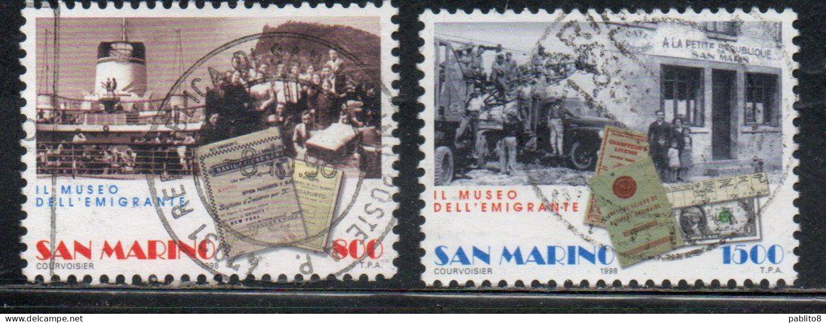 REPUBBLICA DI SAN MARINO 1998 EMIGRAZIONE EMIGRATION SERIE COMPLETA COMPLETE SET USATA USED OBLITERE' - Used Stamps