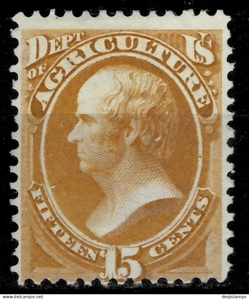 USA Official 1873 / 15c  Agriculture Webster Scott O7 / $ 425  MNG Stamp - Ongebruikt