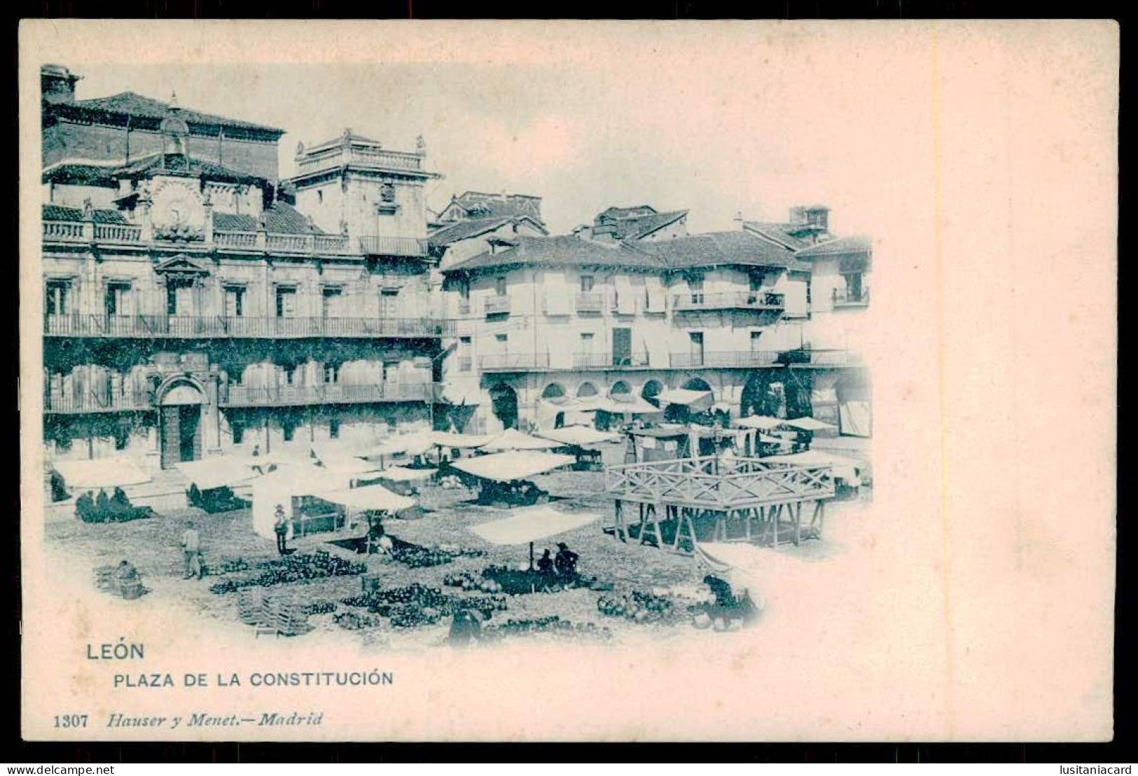 LEÓN - Plaza De La Constitución.(Ed. Hauser Y Menet Nº 1307)  Carte Postale - León