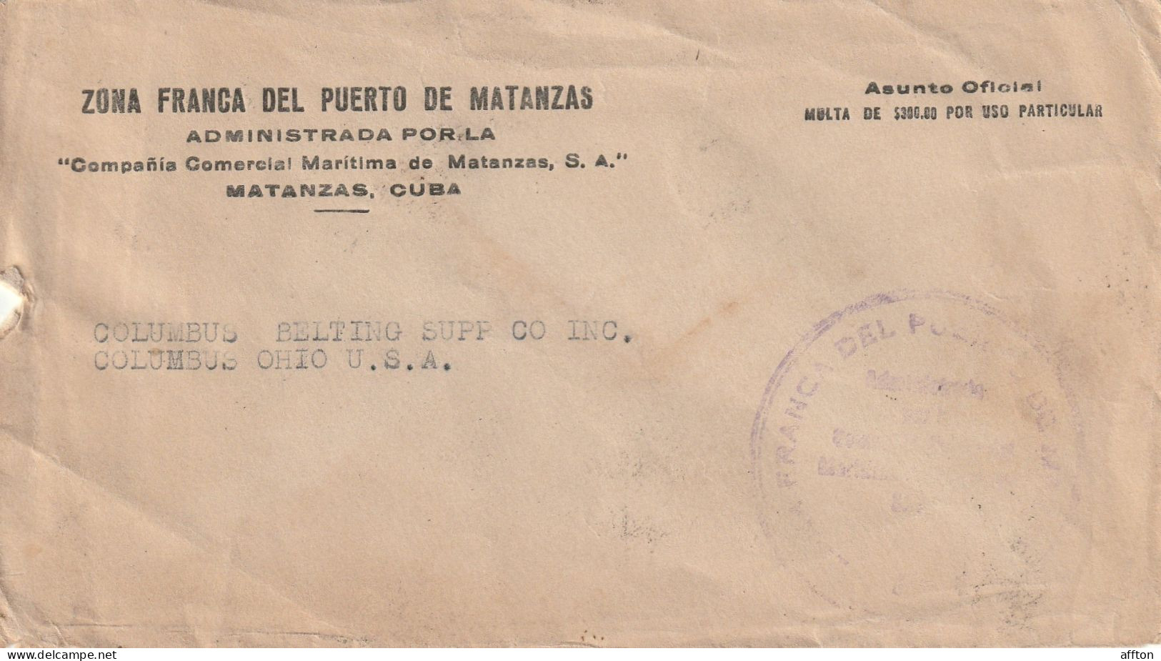 Matanzas Cuba Old Cover Mailed - Covers & Documents