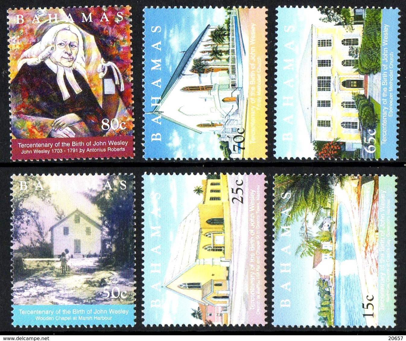 BAHAMAS 1163/68 Méthodiste , église , John Wesley - Theologians