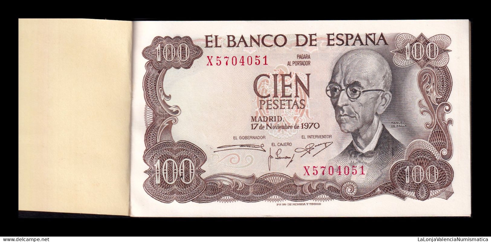 España Spain Talón Banco Ibérico 10 Billetes Correlativos 100 Pesetas 1970 Pick 152a Serie X Sc Unc - 100 Peseten
