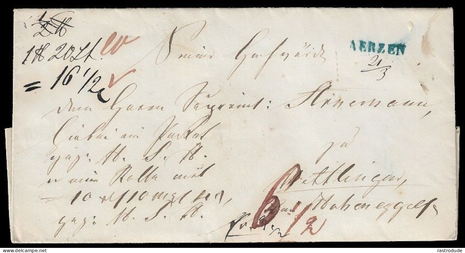 1853 (18 März ) HANNOVER - FALTBRIEF L1 AERZEN IN BLAU - SELTEN - Hanover