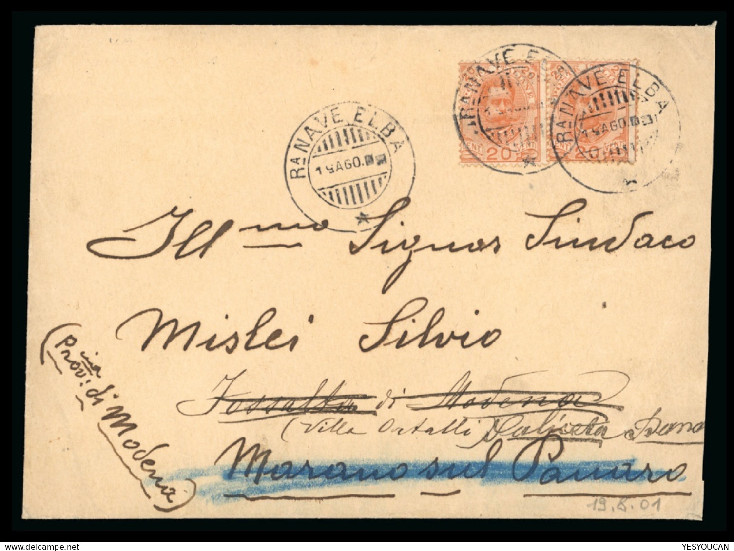 "R.NAVE ELBA 1901" Italian Navy China Boxer-war Rare Cover (Italia Taku Lettera Posta Navale Italy Military Ship Mail - Briefe U. Dokumente