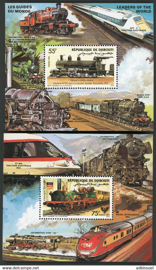 DJIBOUTI 2 Blocs Spéciaux N° 603 + 604 MNH ** Locomotives. TB/VG - Yibuti (1977-...)
