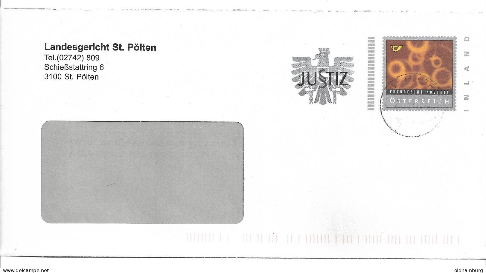 0448c: Österreichs Justiz- Bonusbrief LG 3100 St. Pölten (ANK 17, 70.- €) - St. Pölten