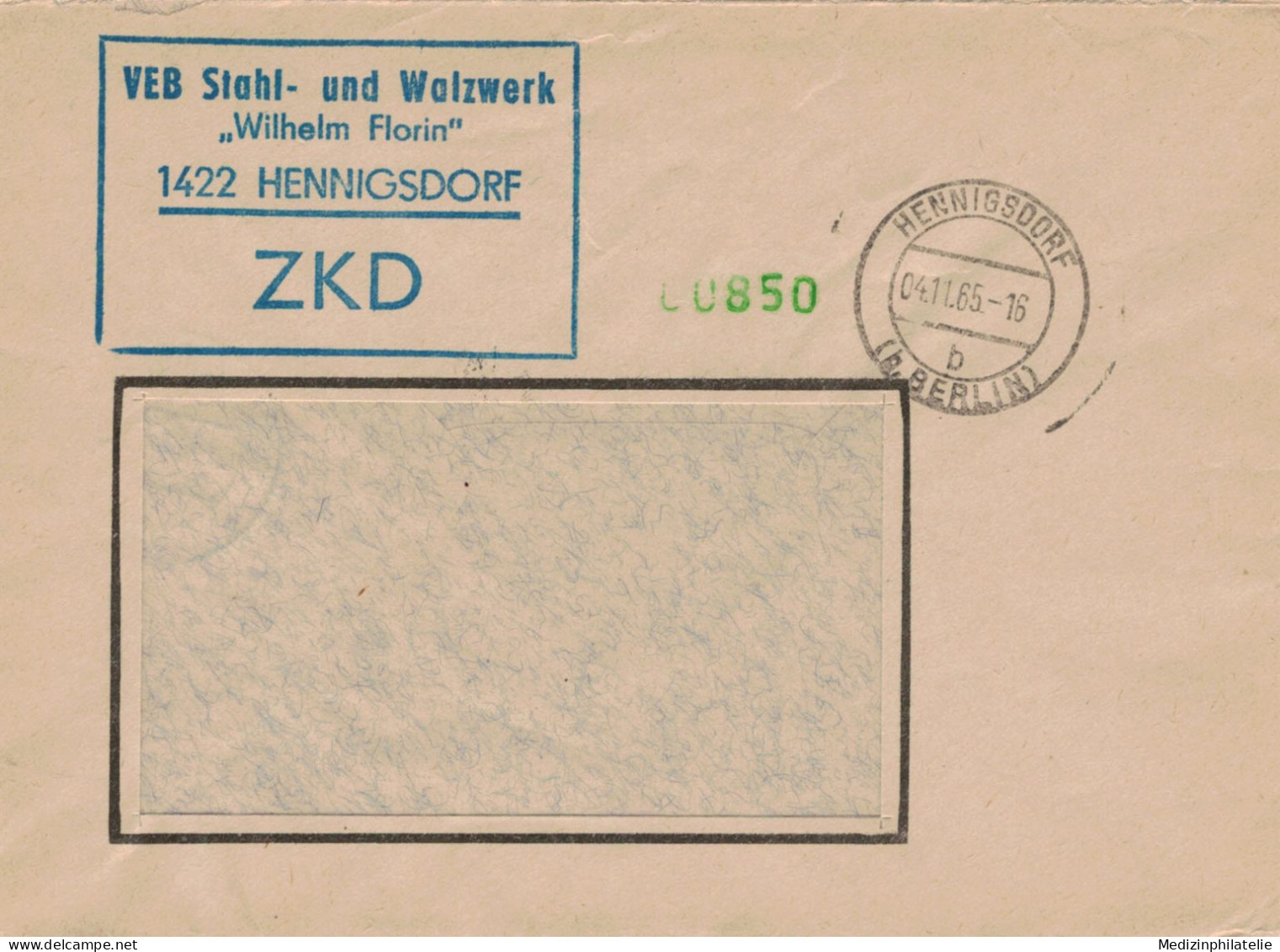 DDR ZKD - 1965 VEB Stahl- & Walzwerk Wilhelm Florin 1422 Henningsdorf Bei Berlin Vgl. KPD & Widerstand - FK - Usines & Industries