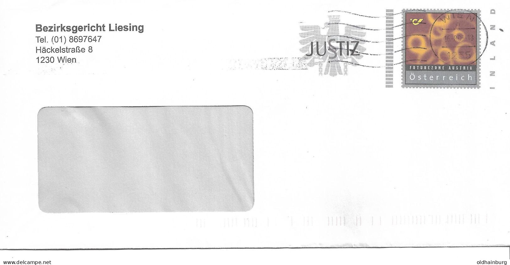 0448g: Österreichs Justiz- Bonusbrief BG 1230 Wien- Liesing (ANK 16, 100.- €) - Enveloppes
