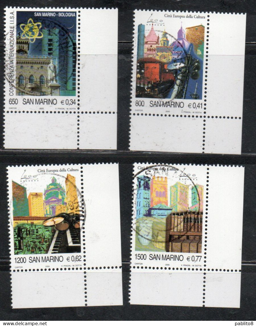 REPUBBLICA DI SAN MARINO 2000 BOLOGNA CITTÀ EUROPEA DELLA CULTURA SERIE COMPLETA COMPLETE SET USATA USED OBLITERE' - Used Stamps