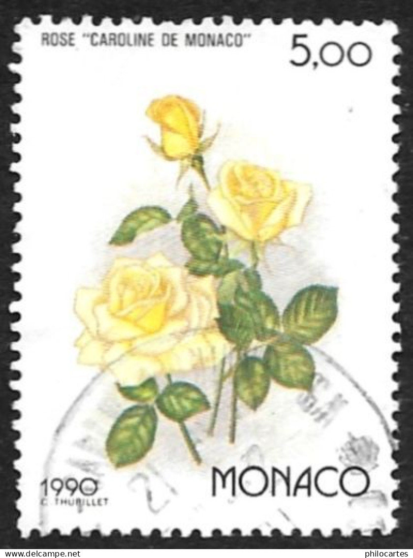 MONACO   1990 -  Y&T  1714  -  Rose - Oblitéré - Cote 2.50e - Gebruikt