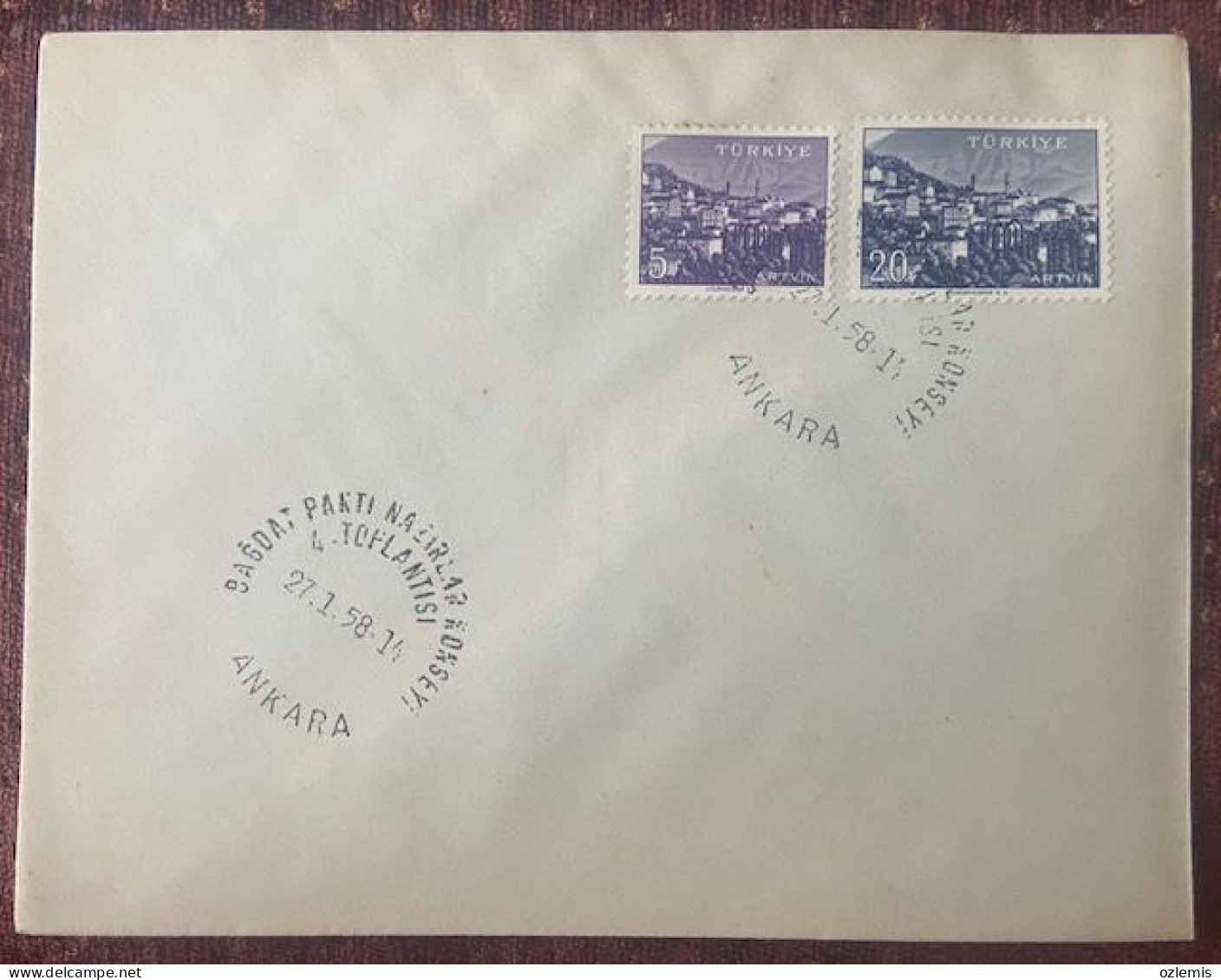 TURKEY,TURKEI,TURQUIE ,ARTVIN  ,STAMP,THE 4TH MEETING OF THE BAGDAT PACT ,1958 ,COVER - Covers & Documents