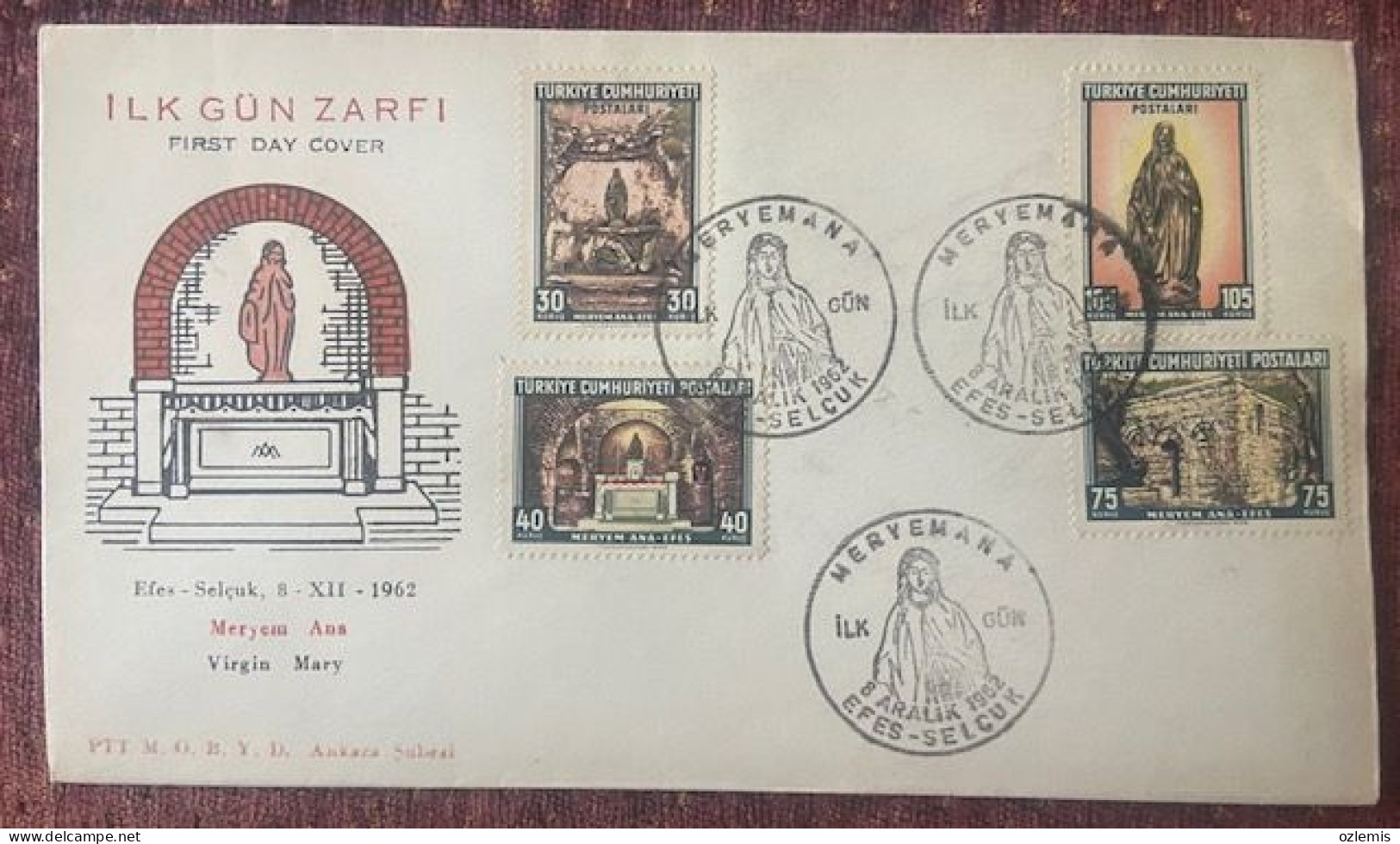 TURKEY,TURKEI,TURQUIE ,VIRGIN MARY, 1962 ,FDC - Briefe U. Dokumente