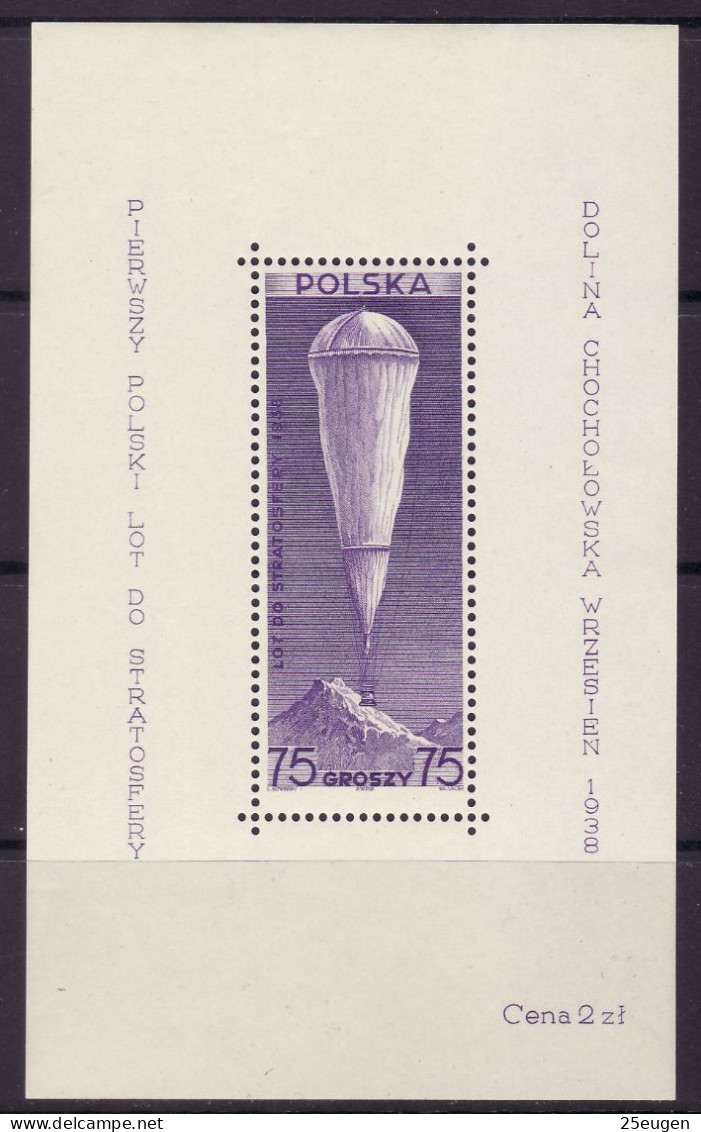 POLAND 1938 MICHEL NO: Bl. 6  MNH - Unused Stamps