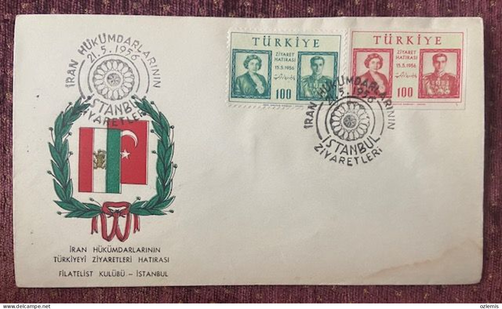 TURKEY,TURKEI,TURQUIE , MEMORY OF ,IRAN'S,VISITS TO TURKEY ,1956 ,COVER - Covers & Documents