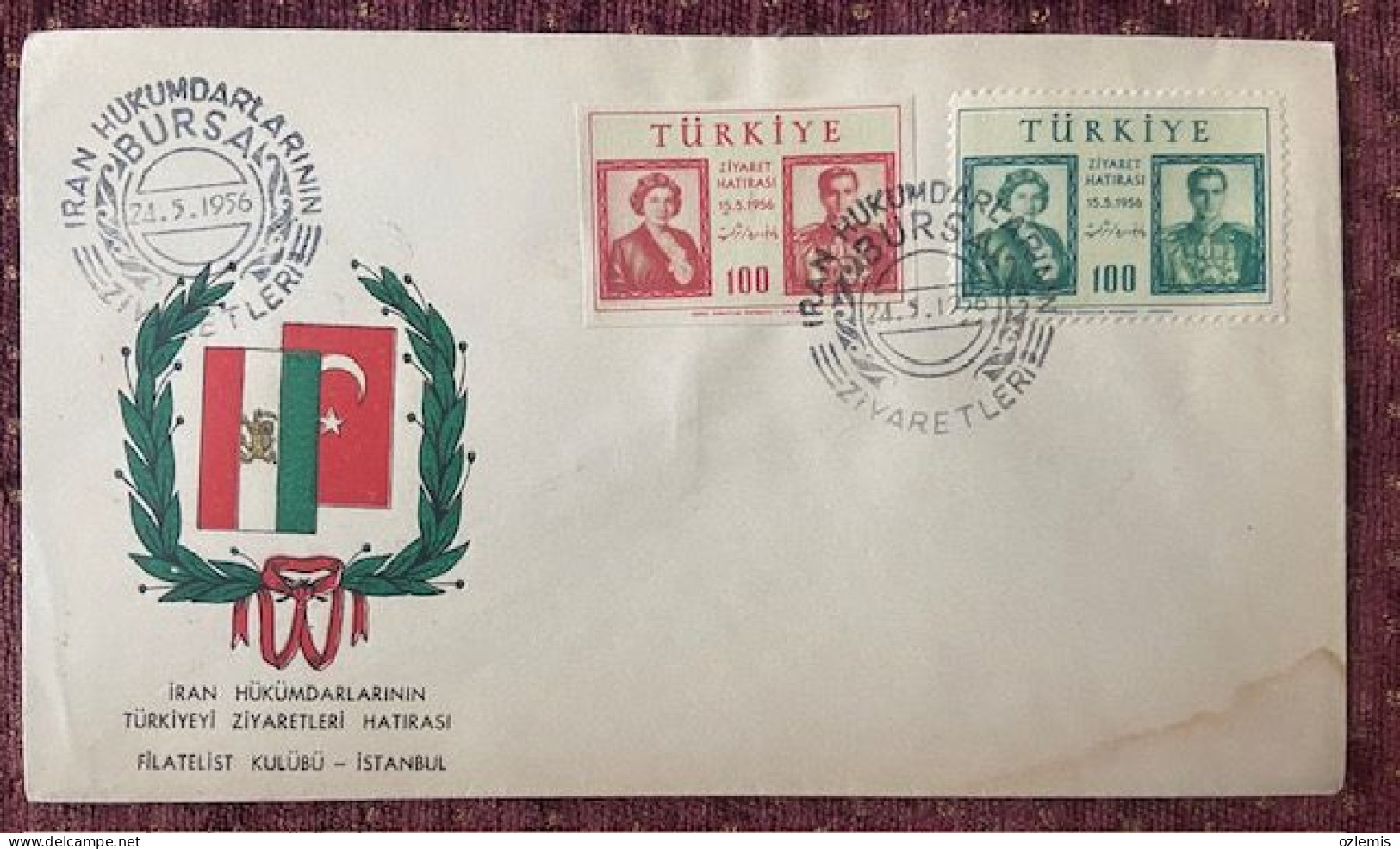 TURKEY,TURKEI,TURQUIE , MEMORY OF ,IRAN'S,VISITS TO TURKEY ,1956 ,COVER - Brieven En Documenten