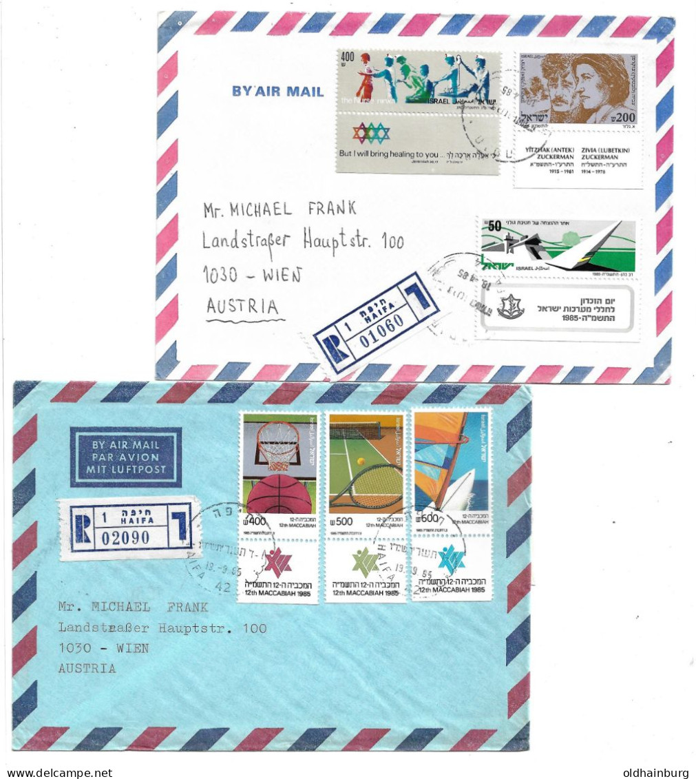 0448x: 2 Bedarfsbriefe Israel Ca. 1985 Nach Österreich - Gebraucht (mit Tabs)