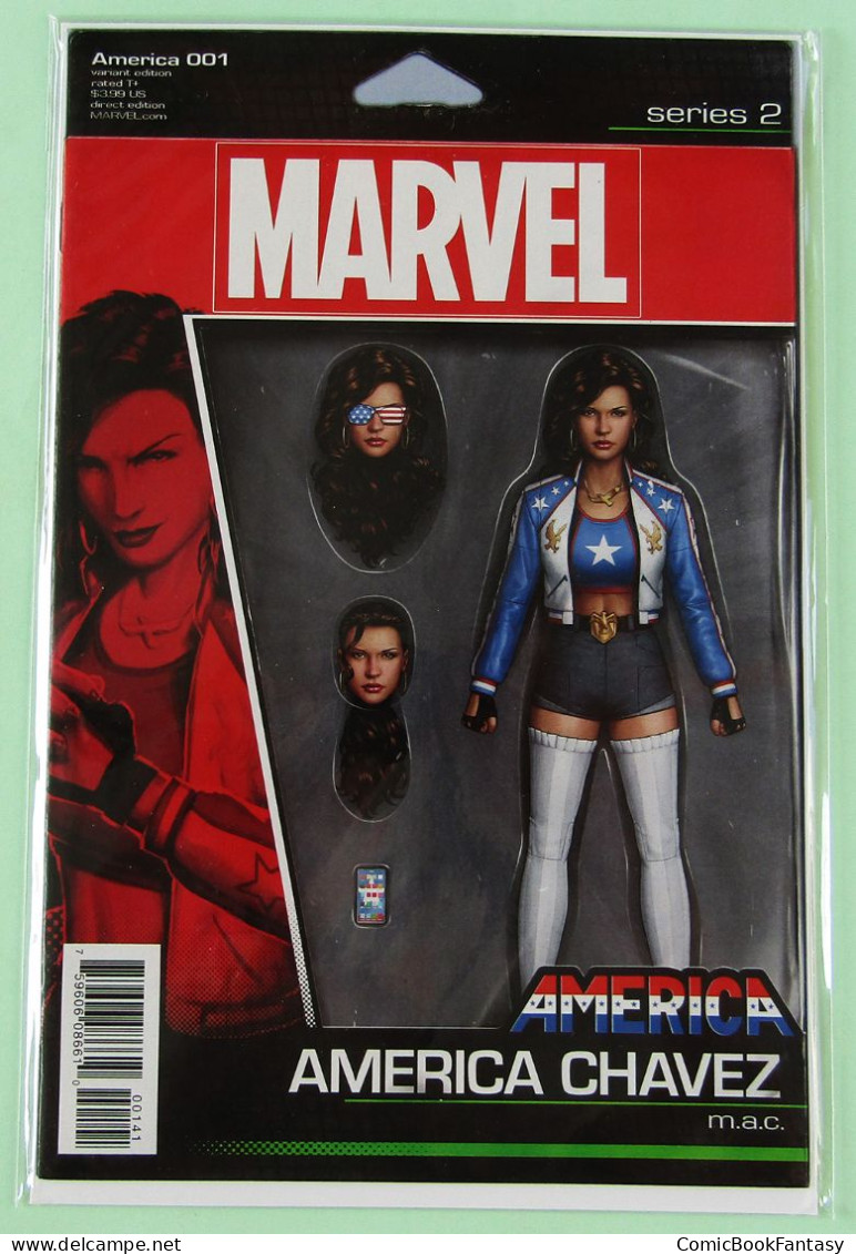 AMERICA #1 AMERICA CHAVEZ ACTION FIGURE VARIANT 2017 Marvel Comics - NM - Rare - Marvel