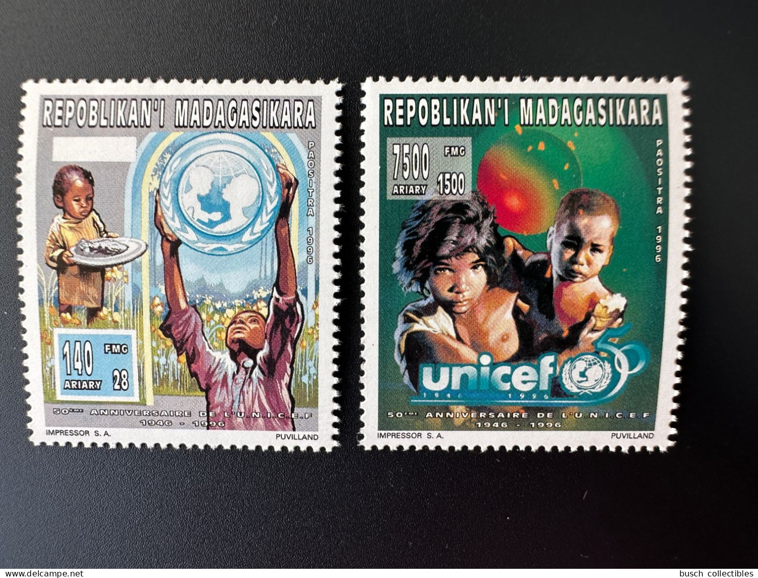 Madagascar Madagaskar 1996 Mi. 1807 - 1808 A UNICEF Enfants Children Kinder 50 Ans Jahre Years - Madagaskar (1960-...)