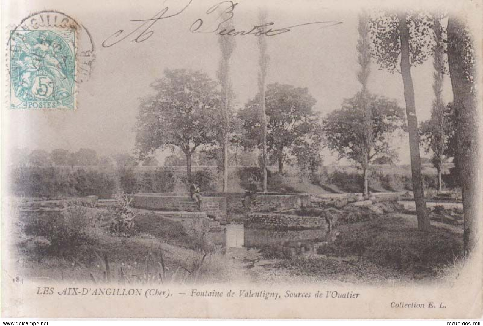 Les Aix D'Angillon Fontaine De Valentigny  Carte Postale Animee  1904 - Les Aix-d'Angillon