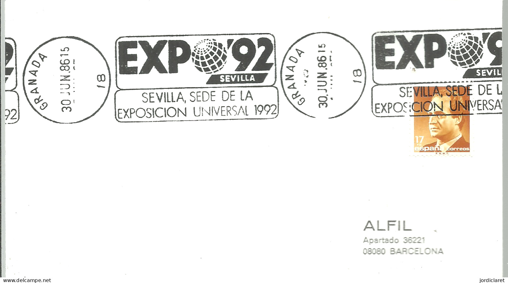 POSTMARKET ESPAÑA GRANADA - 1992 – Sevilla (Spain)