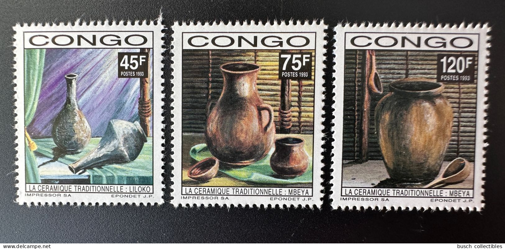Congo Kongo 1992 / 1993 Mi. 1351 - 1353 Céramique Tradtionnelle Keramik Ceramic - Mint/hinged