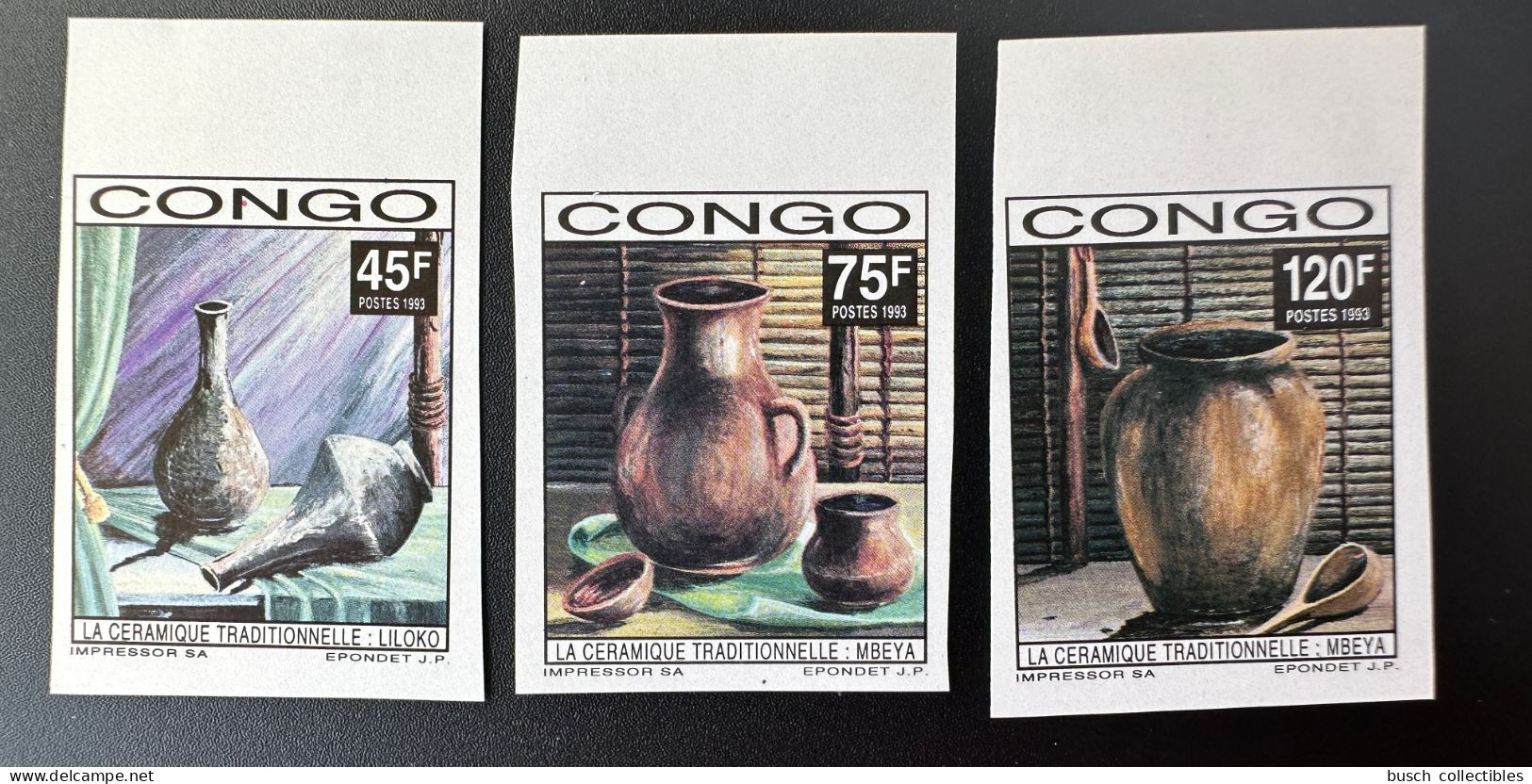 Congo Kongo 1992 / 1993 Mi. 1351 - 1353 B ND Imperf Céramique Tradtionnelle Keramik Ceramic - Mint/hinged