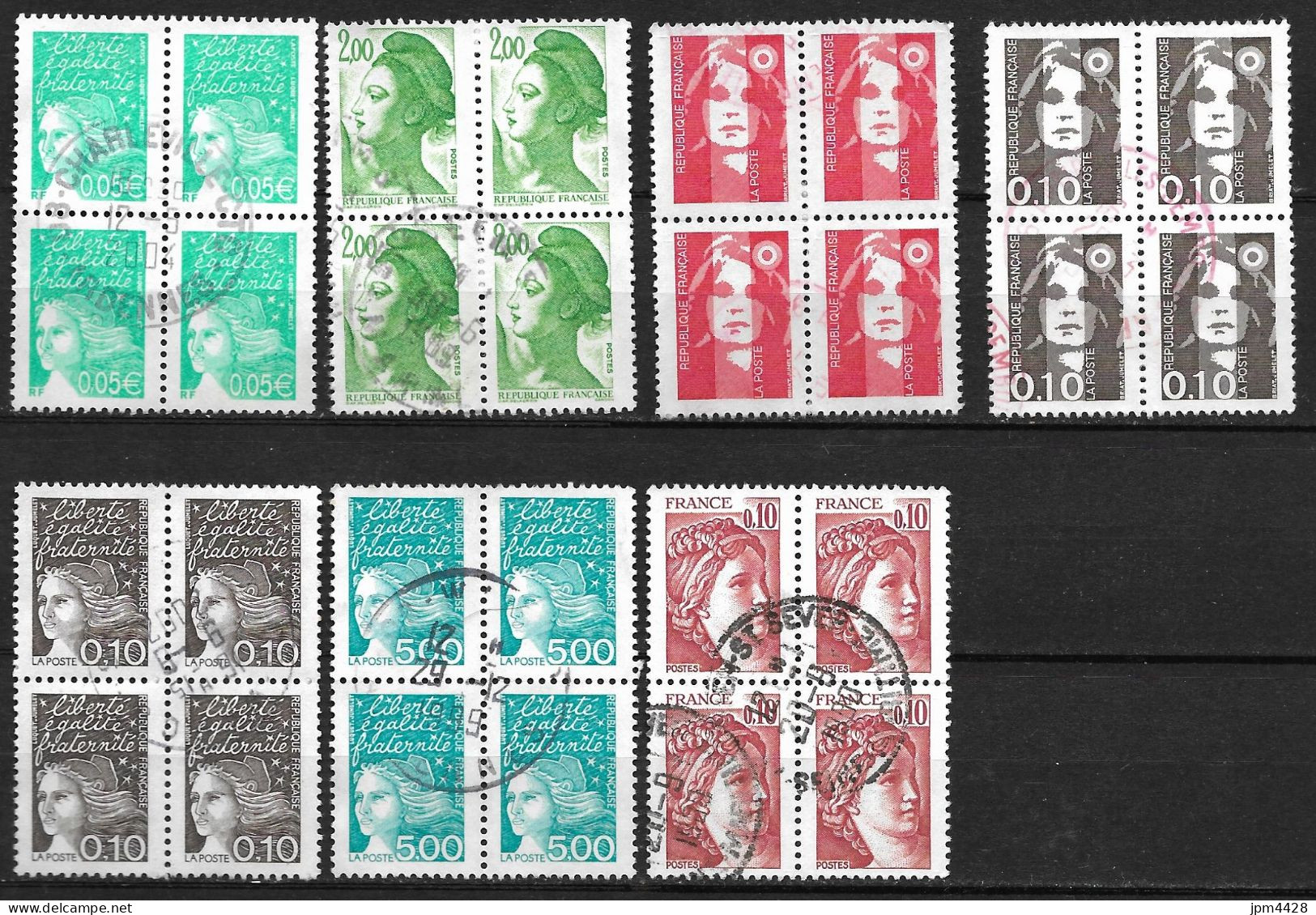 France Lot 38 Blocs De 4 Timbres Oblitérés - Lots & Kiloware (mixtures) - Max. 999 Stamps