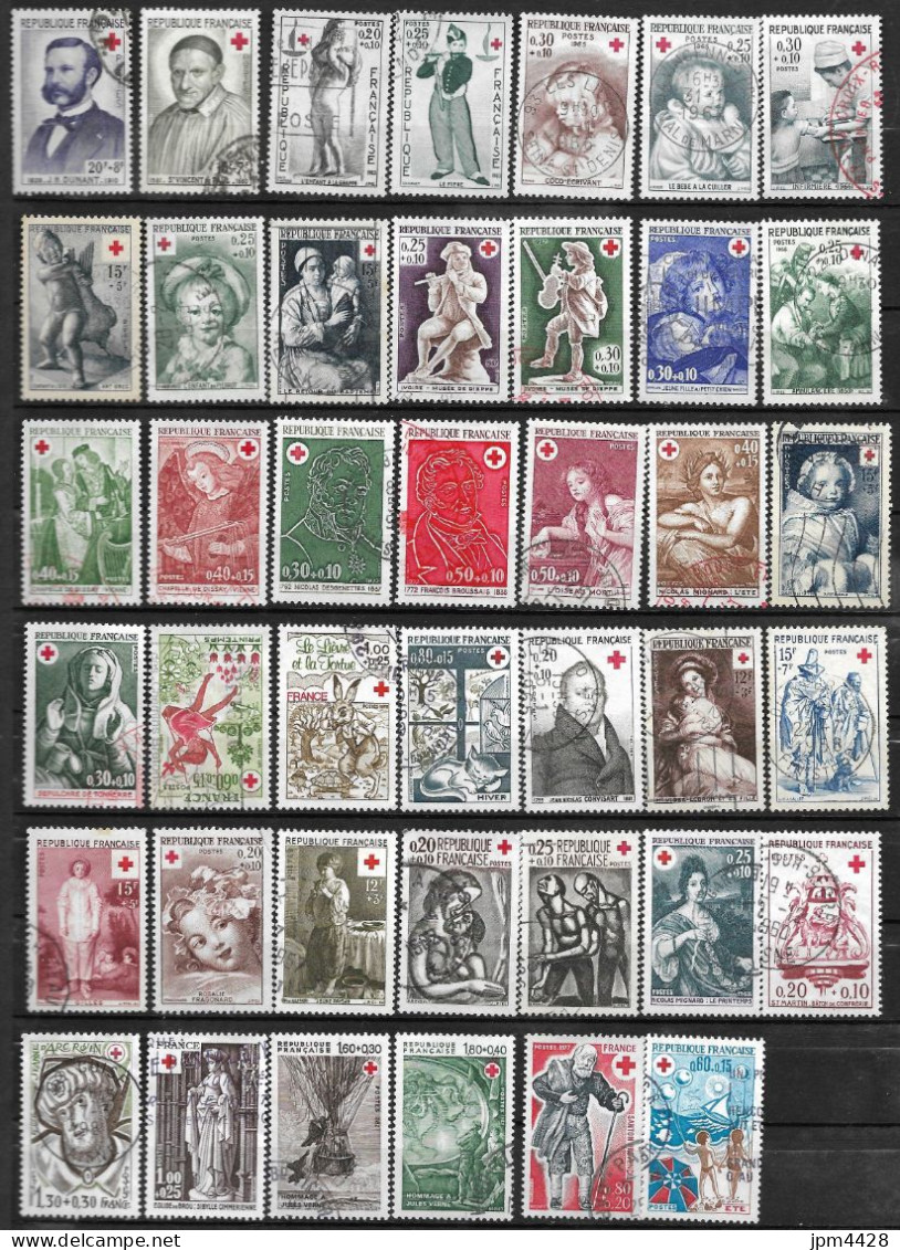 France Lot 67 Timbres Oblitérés  Croix Rouge  Et 2 Blocs De 4 TP - Mezclas (max 999 Sellos)